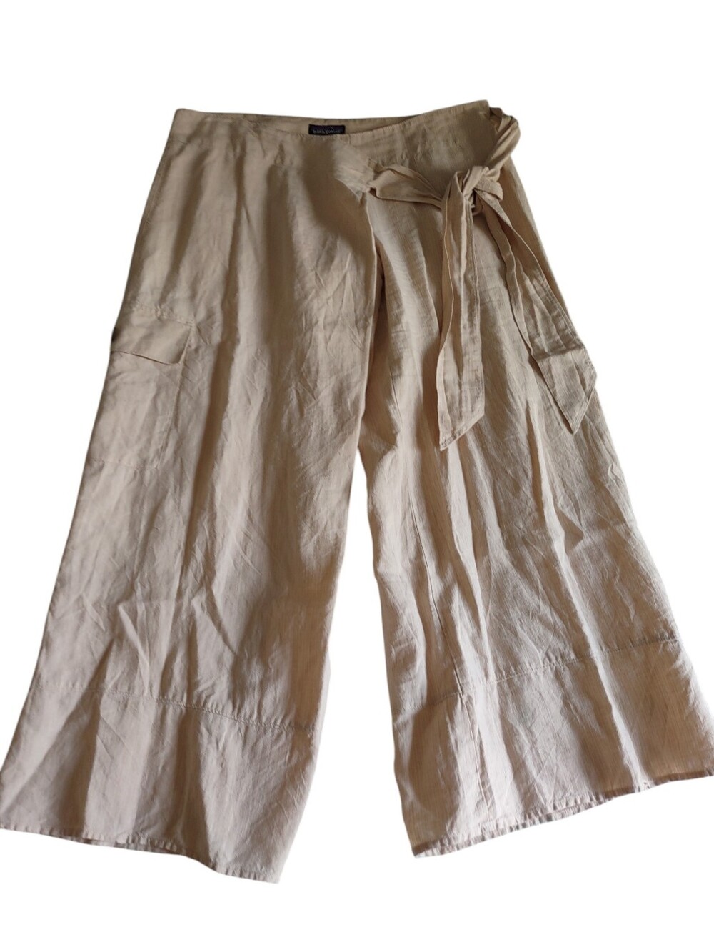 Patagonia Size 10 100% Hemp Tie Waist Cropped Wide Leg Cargo Pants